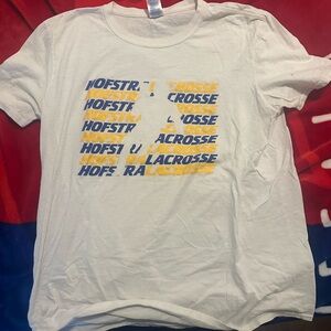 Hofstra Lacrosse Graphic T-Shirt with Blue and Yellow Text